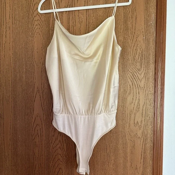 Champaign Satin Cowl Neck Body Suit - Picture 2 of 4